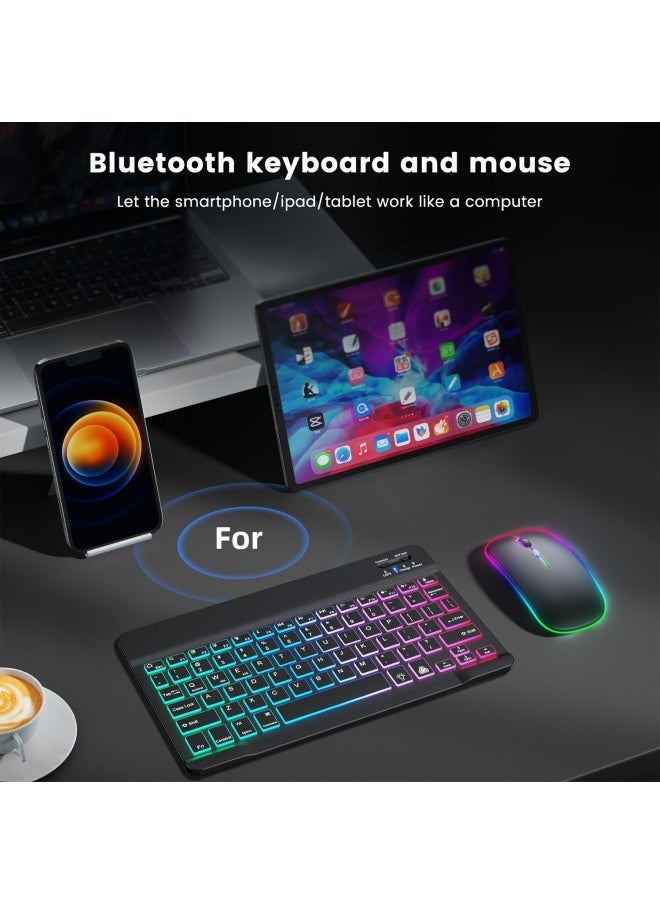 Generic Backlit Thai Bluetooth Keyboard And Mouse With Lights For Ipad Tablet Wonderful Control 10 Inch Three-color Light Rechargeable-Color:10 Inch Colorful Backlit Dual-Mode Backlit Mouse-Black-Product Type:French  - Image 3