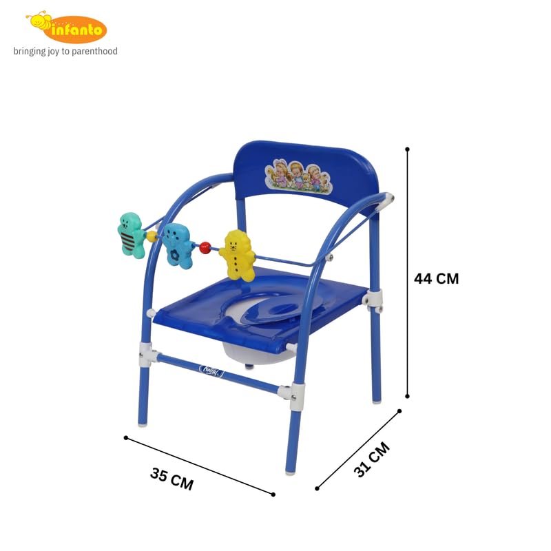 INFANTO Baby Potty Chair | Potty Training Seat | Baby Toilet Seat | New Born Baby, Infant, Kids | for 6-36 Months, Easy Folding & Portable with Removable Bowl, Top Cover & Playthings - Blue - Image 3