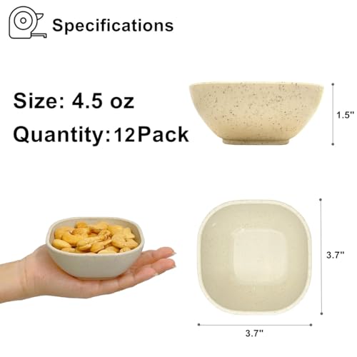 BGHEOUYV 12 Pack Small Bowls, 4.5 OZ Assorted Colors Dipping Sauce Cups, Wheat Straw,Unbreakable,Plastic Prep for Side Dishes, Dessert, Snacks - Image 2