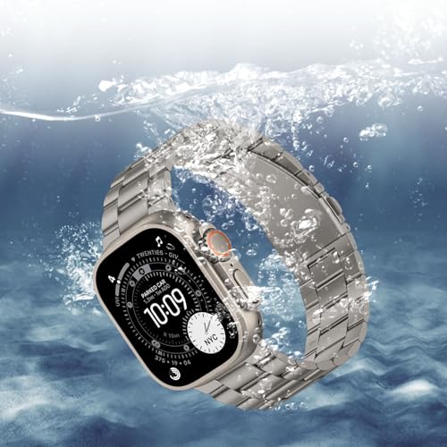 Suphart No Tool Needed Bands Compatible with Apple Watch Band 49mm 46mm 45mm 44mm 42mm for Men Women, Detachable Metal Strap for iWatch Ultra 3/2/1 Series 11 10 9 8 7 6-1, SE (Titanium) - Image 5