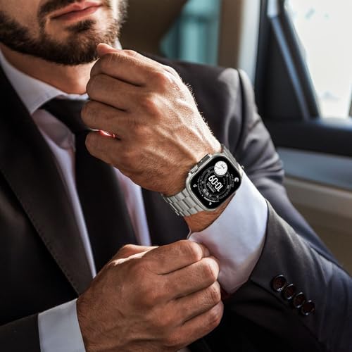 Suphart No Tool Needed Bands Compatible with Apple Watch Band 49mm 46mm 45mm 44mm 42mm for Men Women, Detachable Metal Strap for iWatch Ultra 3/2/1 Series 11 10 9 8 7 6-1, SE (Titanium) - Image 4