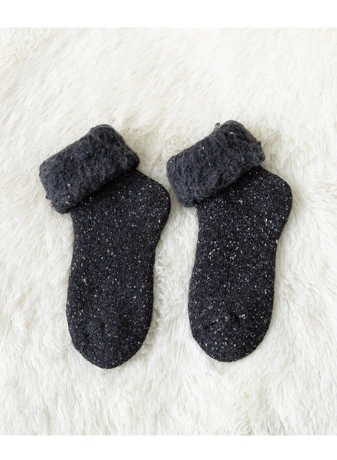 Muyixin جوارب شتوية دافئة من الصوف للنساء بلون موحد جوارب سميكة ضد البرد والثلج للرجال والنساء (2 زوج) - Image 4