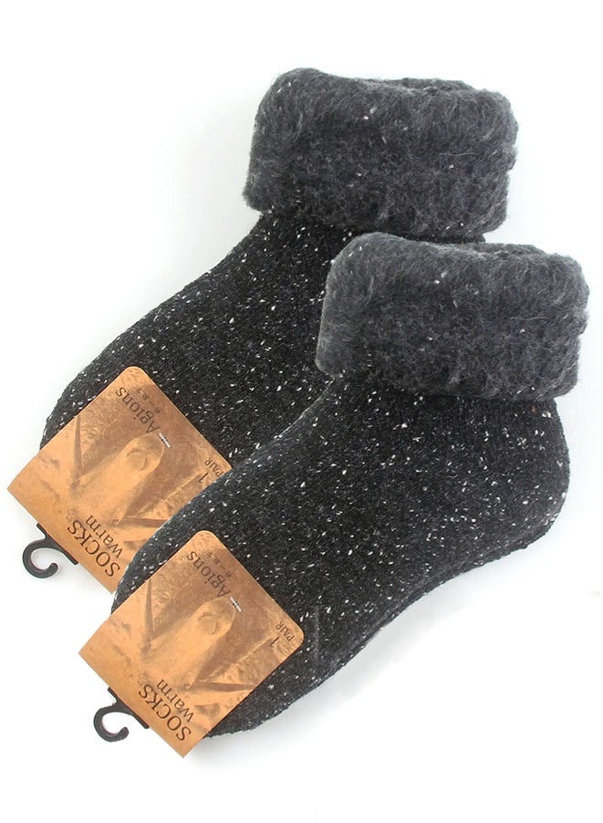 Muyixin جوارب شتوية دافئة من الصوف للنساء بلون موحد جوارب سميكة ضد البرد والثلج للرجال والنساء (2 زوج) - Image 1