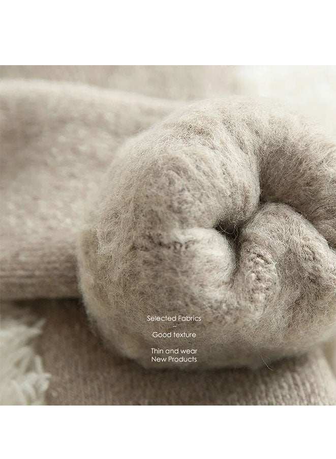 Muyixin جوارب شتوية دافئة من الصوف للنساء بلون موحد جوارب سميكة ضد البرد والثلج للرجال والنساء (2 زوج) - Image 3