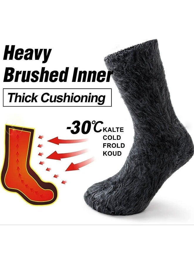 Muyixin جوارب شتوية دافئة من الصوف للنساء بلون موحد جوارب سميكة ضد البرد والثلج للرجال والنساء (2 زوج) - Image 2