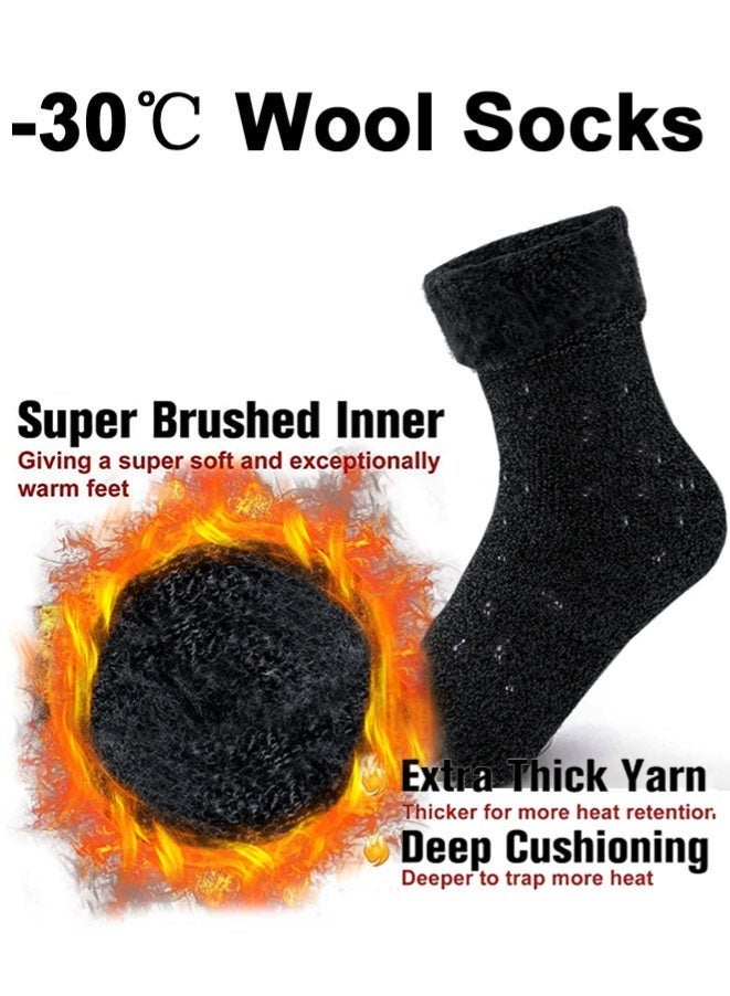 Muyixin جوارب شتوية دافئة من الصوف للنساء بلون موحد جوارب سميكة ضد البرد والثلج للرجال والنساء (2 زوج) - Image 5