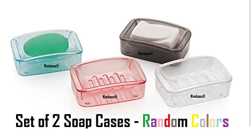 Nimbose® Plastic Soap Dish Set with Box, Soap Dish for Bathroom, 2-Layered Soap Holder Soap-Case Combo Set (Random Colors, Pack of 2) - Image 2
