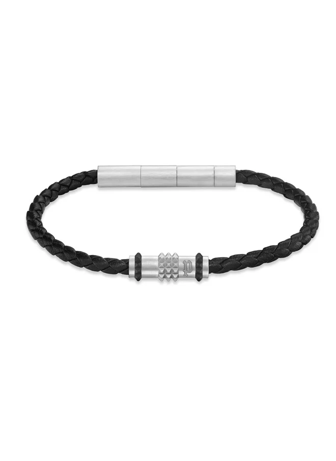 بوليس Ryder Black Pyramid Pattern Leather Bracelet For Men