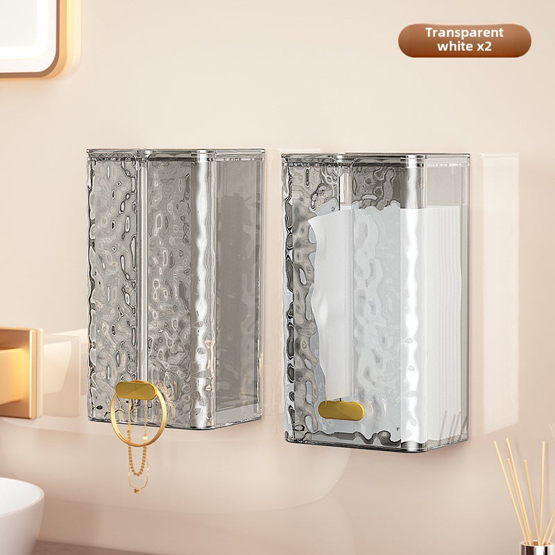 صندوق مناديل بتصميم الجليار - صندوق ورق قابل للتركيب على الحائط - صندوق مناديل منزلي مطبخ - صندوق تخزين مناديل الاغتسال بأسلوب فاخر بخفة (شفاف، شفاف، شفاف) - Image 1