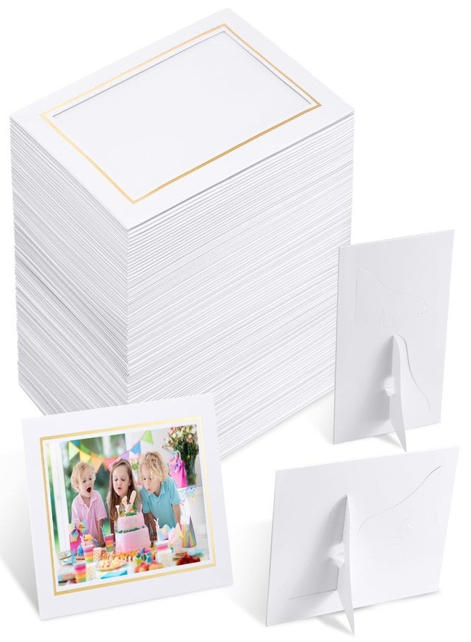 Tenceur 100 Pcs Paper Picture Frames Bulk with Easel 4 x 6 Inch Cardboard Standing Paper Photo Tabletop Wall Frames with Gold Lining DIY Craft Display Graduation(White) - Image 1