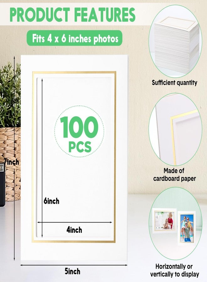 Tenceur 100 Pcs Paper Picture Frames Bulk with Easel 4 x 6 Inch Cardboard Standing Paper Photo Tabletop Wall Frames with Gold Lining DIY Craft Display Graduation(White) - Image 2