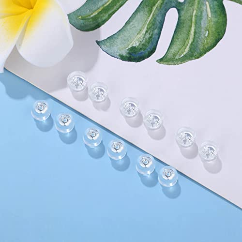 Moconar Earring Backs 18K Gold Locking Silicone Earring Backs Replacements for Studs/Droopy Ears/Heavy Earrings, No-Irritate Hypoallergenice Backings for Women Men Transparency White Color - Image 3