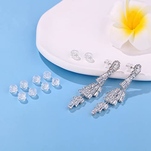 Moconar Earring Backs 18K Gold Locking Silicone Earring Backs Replacements for Studs/Droopy Ears/Heavy Earrings, No-Irritate Hypoallergenice Backings for Women Men Transparency White Color - Image 5