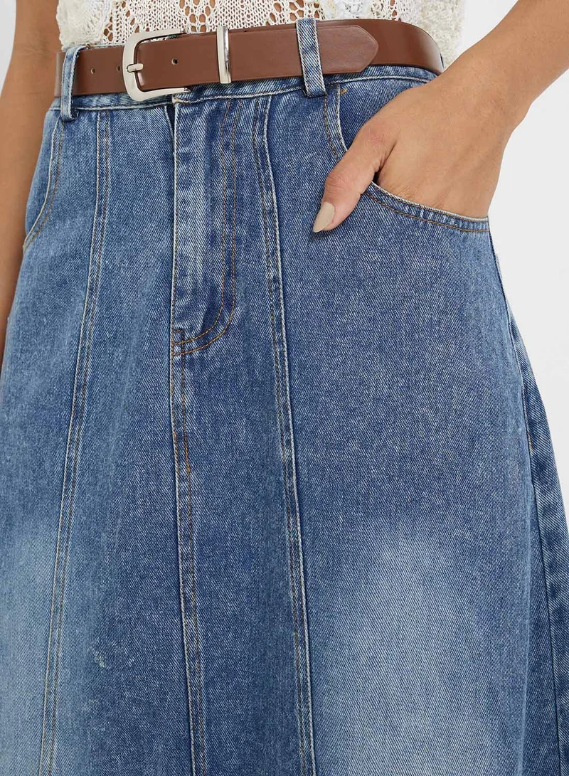 Ginger Denim A Line  Skirt
