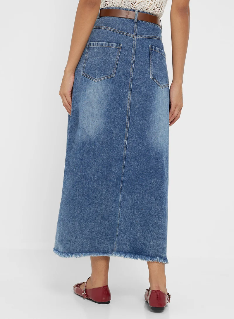 Ginger Denim A Line  Skirt