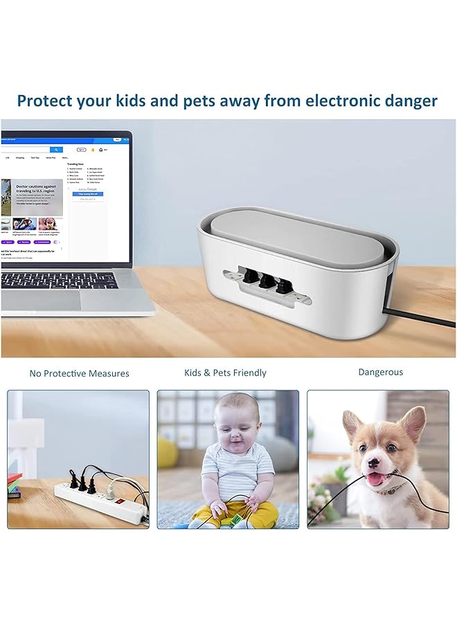 X spring Cable Management Box Power Strip Holder With Porous And Breathable Multifunction Floor Outlet Hider Desk Cord Organizer Extension Hiders To Keep Home Office Tidy - Image 5