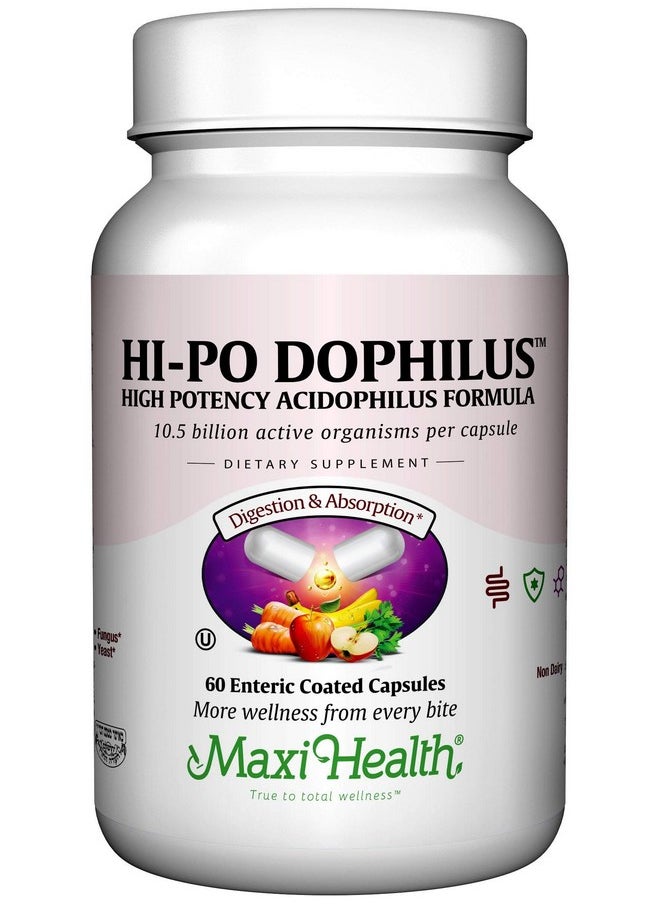 Maxi Health - Maxi Health HI-PO Dophilus - High Potency Acidophilus Probiotics - 60 Capsules - Kosher - Image 1