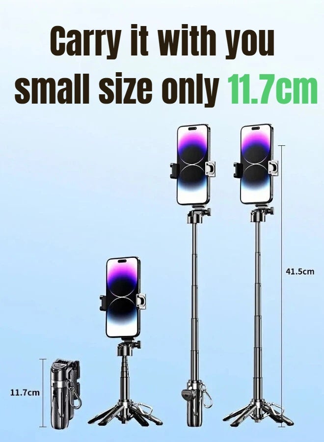 REMAX Mini Pocket Selfie Stick Tripod, Extendable Aluminum Alloy Tripod, 360° Rotation Adjustment, With Bluetooth 5.2 Charging Remote Control, Compatible With iPhone/Android/GoPro, Suitable For TikTok Live Streaming/Travel/Vlog/Video/Photo Shooting, Black - Image 5