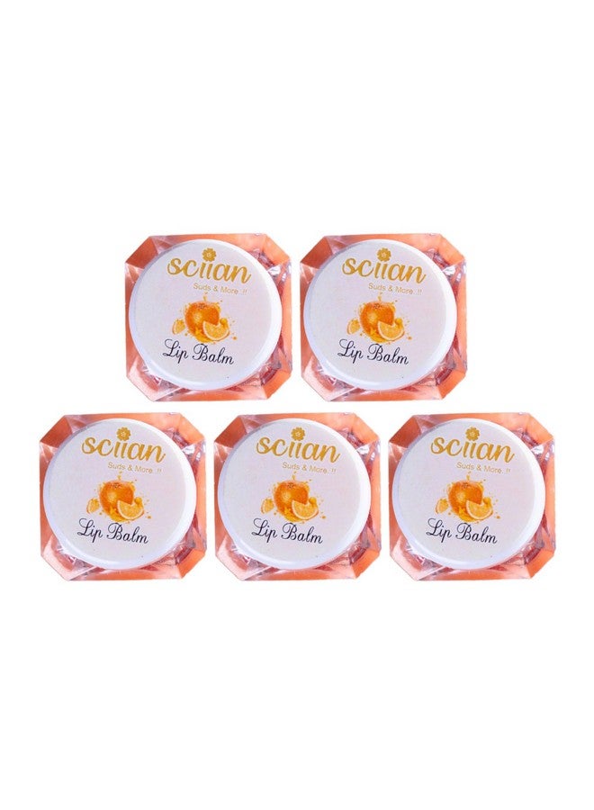 SCIIAN Orange Moisturizing Lip Balm for Dry and Chapped Lips 10 gm | Enriched with Natural Herbs and Vegetable Oils | Lip Balm for Dark Lips to Lighten | Lip Balm for Women for Dry Lips | Lip Balm with SPF | Pack of 5 - Image 1