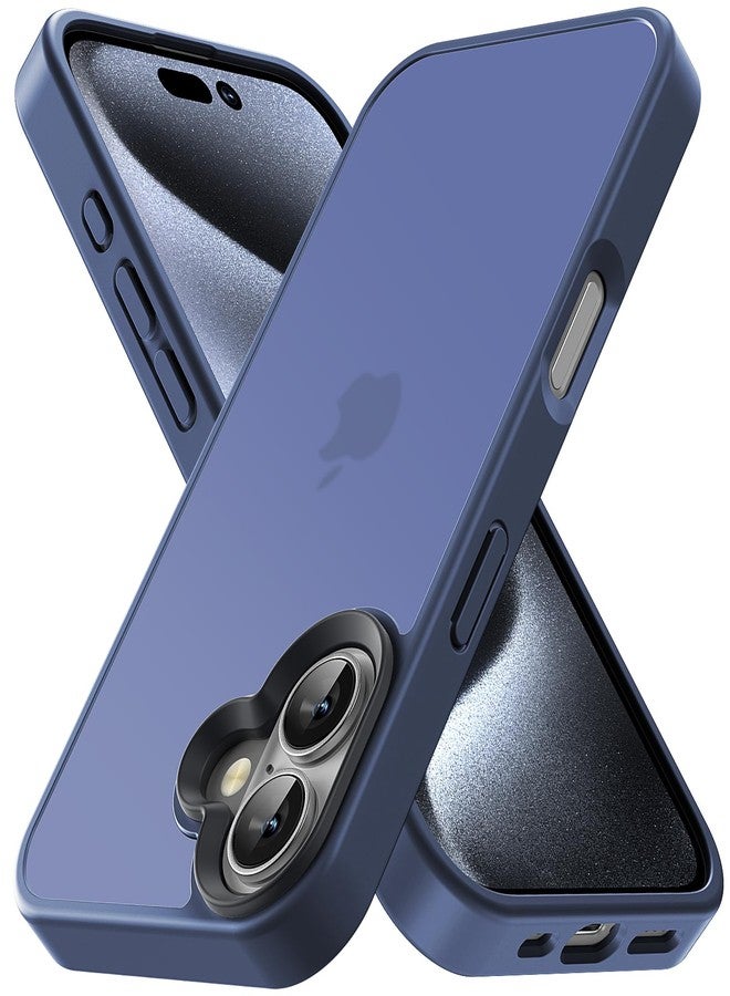 جراب Yriklso لهاتف iPhone 16، مقاوم للصدمات، حماية من السقوط بمعايير عسكرية، جراب خلفي صلب رفيع وشفاف لهاتف iPhone 16-6.1 بوصة، أزرق غير لامع - Image 1