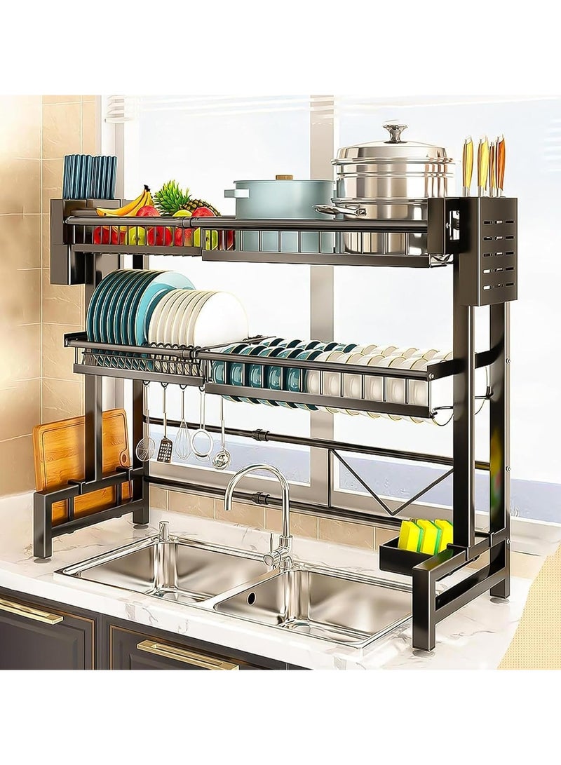 بلومنغ تايم موكب لجفاف الأطباق فوق الخزان في المطبخ، منظم رفسي ثنائي الطبقة - Image 2