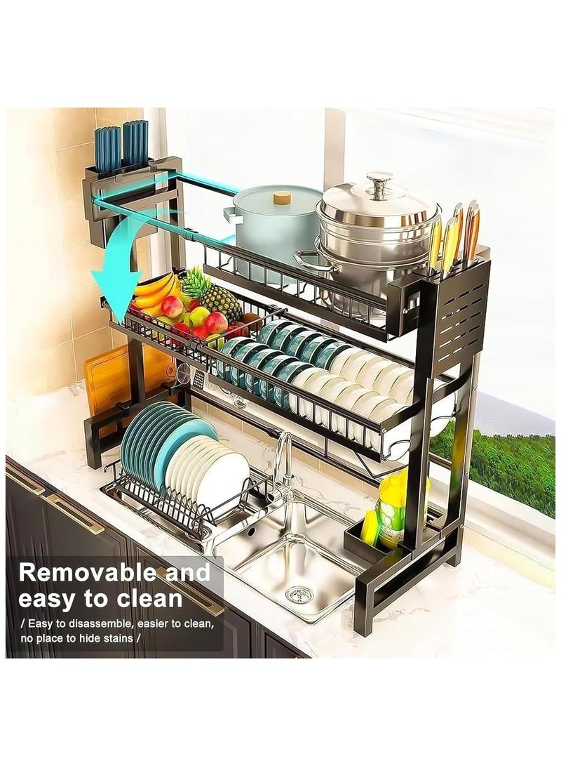 بلومنغ تايم موكب لجفاف الأطباق فوق الخزان في المطبخ، منظم رفسي ثنائي الطبقة - Image 3