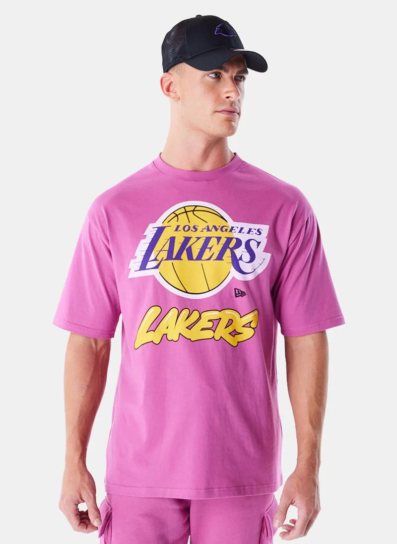 نيو ايرا Men's NBA Los Angeles Lakers Wordmark T-Shirt