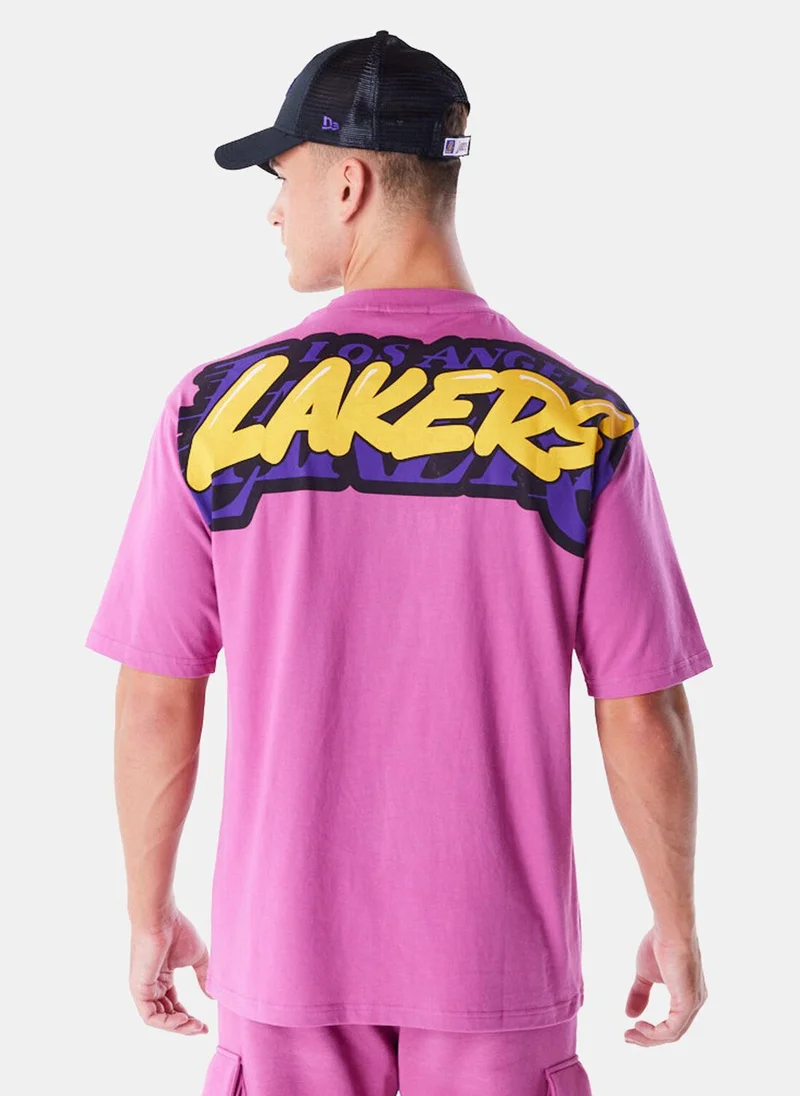 نيو ايرا Men's NBA Los Angeles Lakers Wordmark T-Shirt