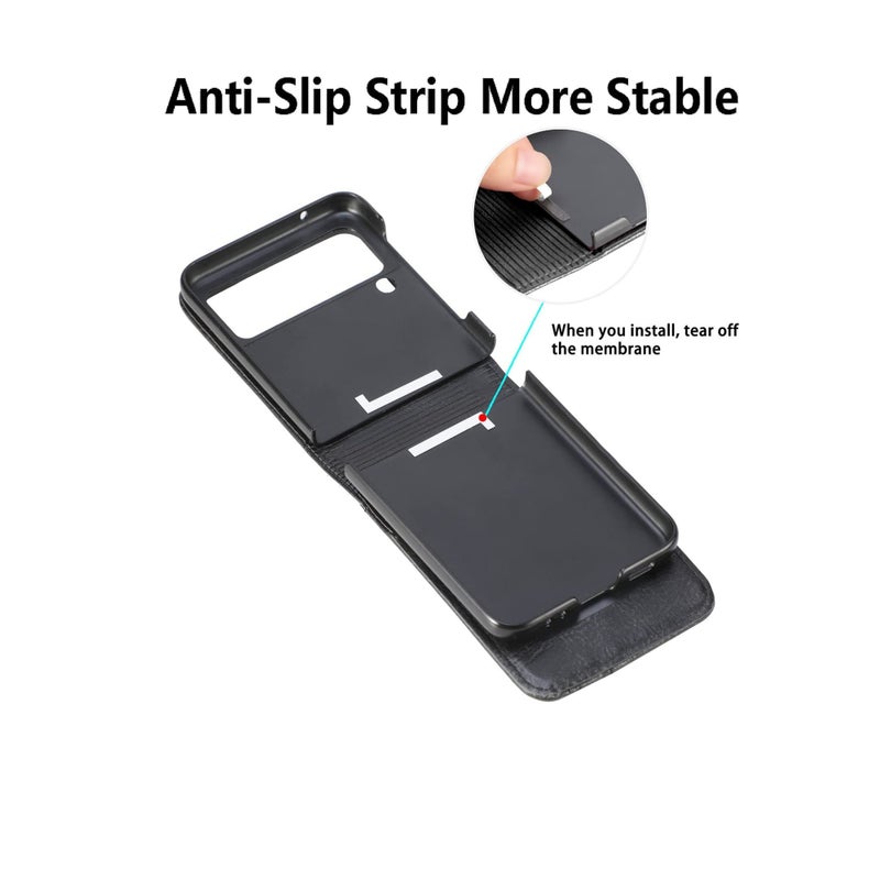SOLARAE Compatible with Samsung Galaxy Z Flip 3 Case, Business Style Premium Leather Galaxy Z Flip 3 Wallet Case with Card Holders for Women Men Protective Phone Case for Samsung Galaxy Z Flip 3 5G 2021 - Image 2