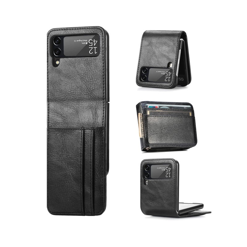 SOLARAE Compatible with Samsung Galaxy Z Flip 3 Case, Business Style Premium Leather Galaxy Z Flip 3 Wallet Case with Card Holders for Women Men Protective Phone Case for Samsung Galaxy Z Flip 3 5G 2021 - Image 1