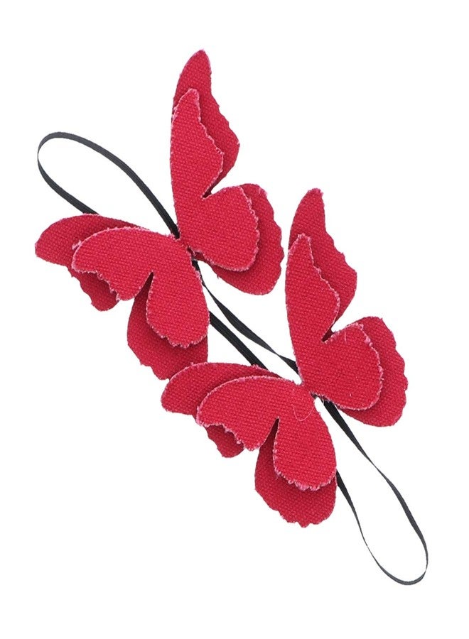 Motique Accessories Canvas Layered Butterflies Baby Headband Hair Band - Red