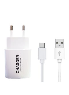 ماركة غير محددة الشاحن السريع للهواتف الذكية ، 2 منفذ USB مع وصلة نوع C بطول 1.5 متر و قوة 12 واط ، سريع الاداء و عالي الجودة ، شاحن حائط ، يمكن حملة في السفر  - Image 1