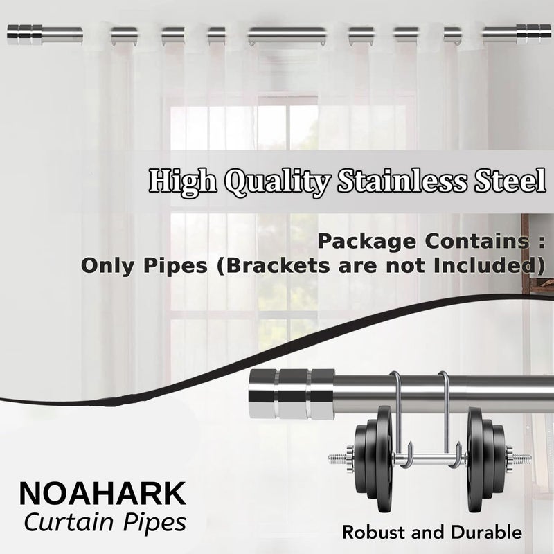 NOAHARK Stainless Steel Curtain Rod Steel Curtain Pipe for Door and Window AntiRust SS Shower Curtain Rods Pipes for Home and OfficeOnly Pipes 1 Rod 5 Feet - Image 2
