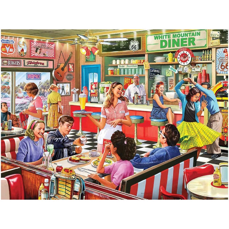 White Mountain 1000 Piece Jigsaw Puzzle 1950s Retro Cafe Puzzles with Large Pieces for Adults and Family 24x30  American Diner - Image 2