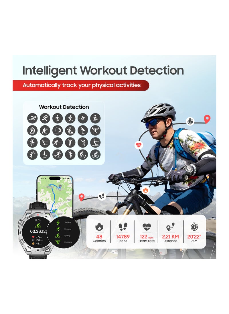 SWISS MILITARY - Swiss Military DOM3 Smartwatch 1.43" AMOLED, Bluetooth Calling, Multi Language, Health & Sports Tracking, Wireless Charging, 7 Days Battery, IP67, iOS/Android Compatible, Black Frame + 2 Straps - Image 1