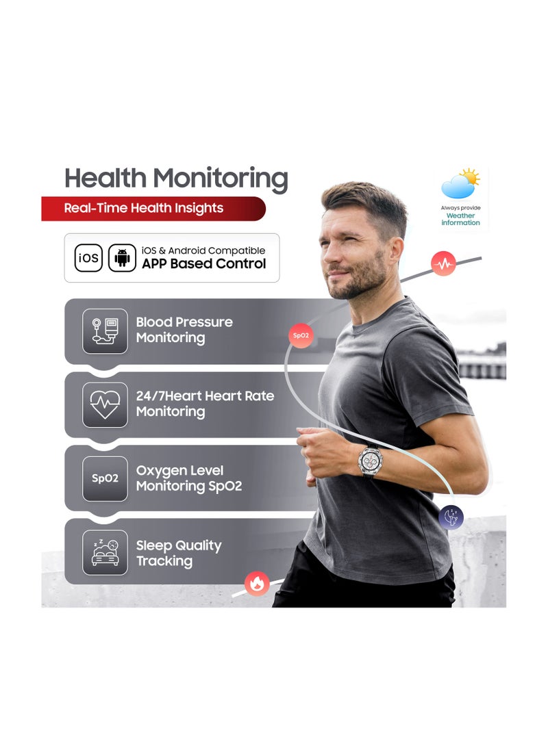 SWISS MILITARY - Swiss Military DOM3 Smartwatch 1.43" AMOLED, Bluetooth Calling, Multi Language, Health & Sports Tracking, Wireless Charging, 7 Days Battery, IP67, iOS/Android Compatible, Black Frame + 2 Straps - Image 1
