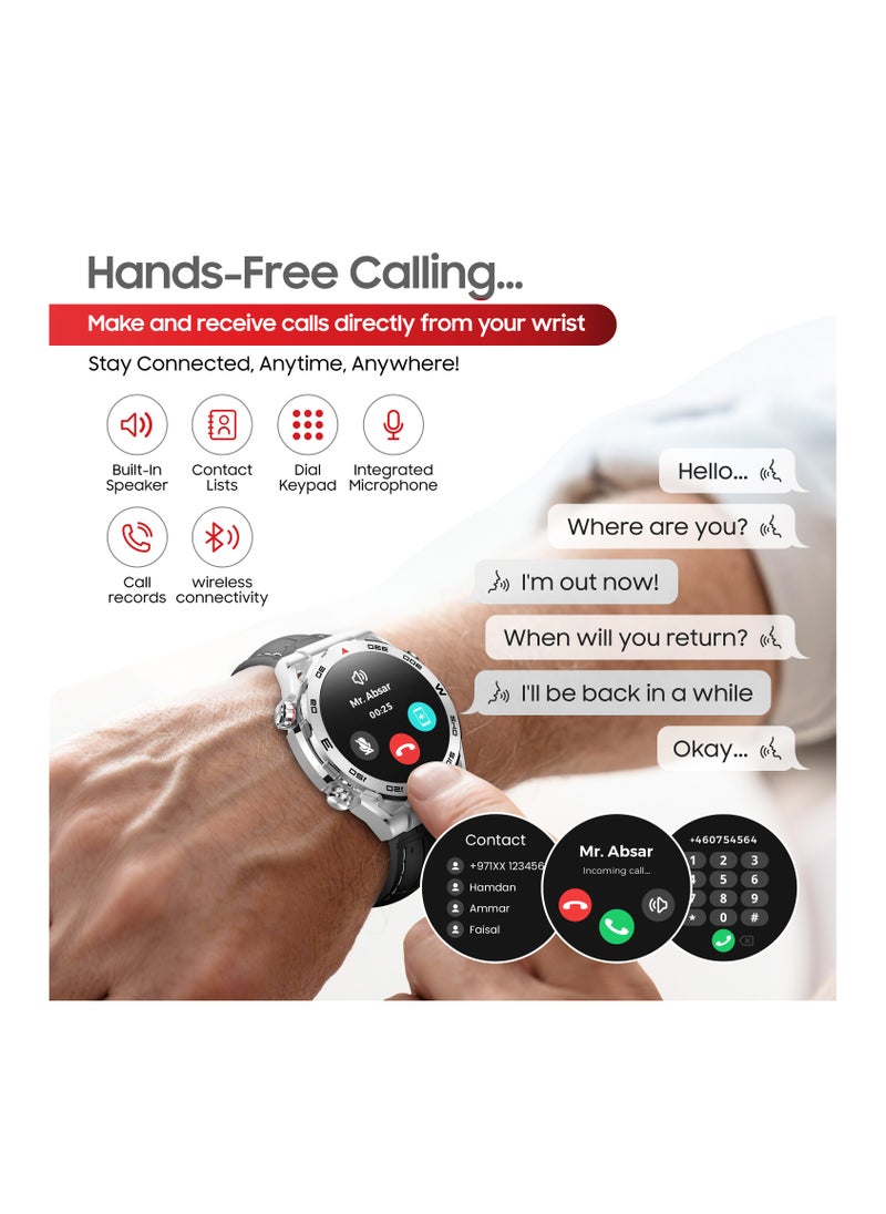 SWISS MILITARY - Swiss Military DOM3 Smartwatch 1.43" AMOLED, Bluetooth Calling, Multi Language, Health & Sports Tracking, Wireless Charging, 7 Days Battery, IP67, iOS/Android Compatible, Black Frame + 2 Straps - Image 1