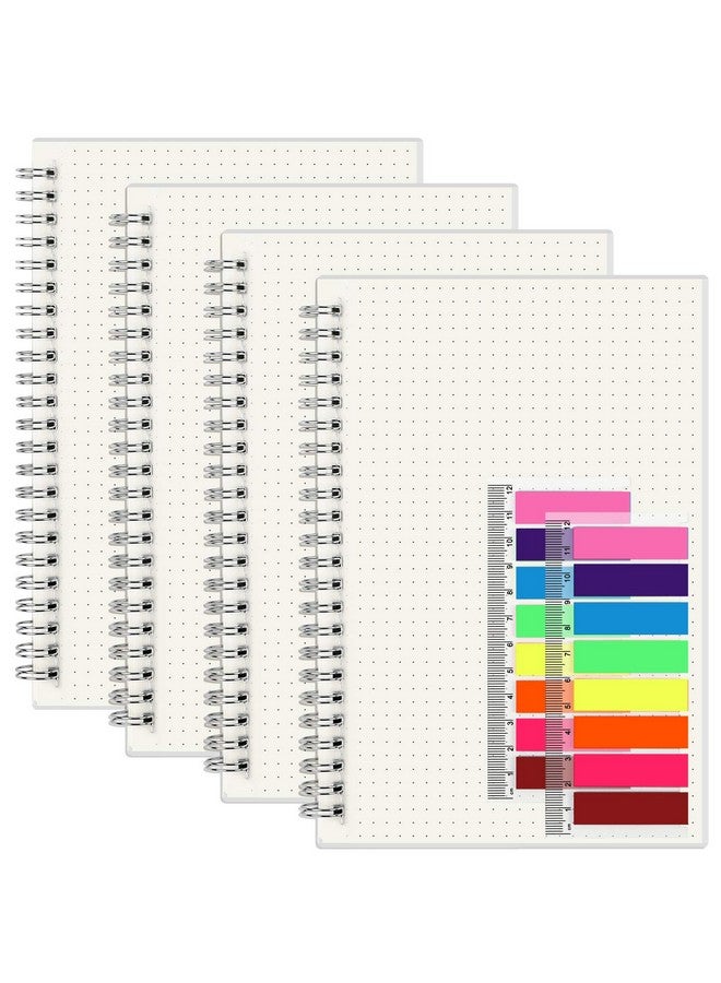 EOOUT EOOUT 4 Packs Bullet Journals A5 Dot Grid Notebooks with 640 Pages, 5.5"x 8.5" 100gsm Thick Dotted Paper, 2pcs Neon Color Page Markers, for Office, School Supplies - Image 1