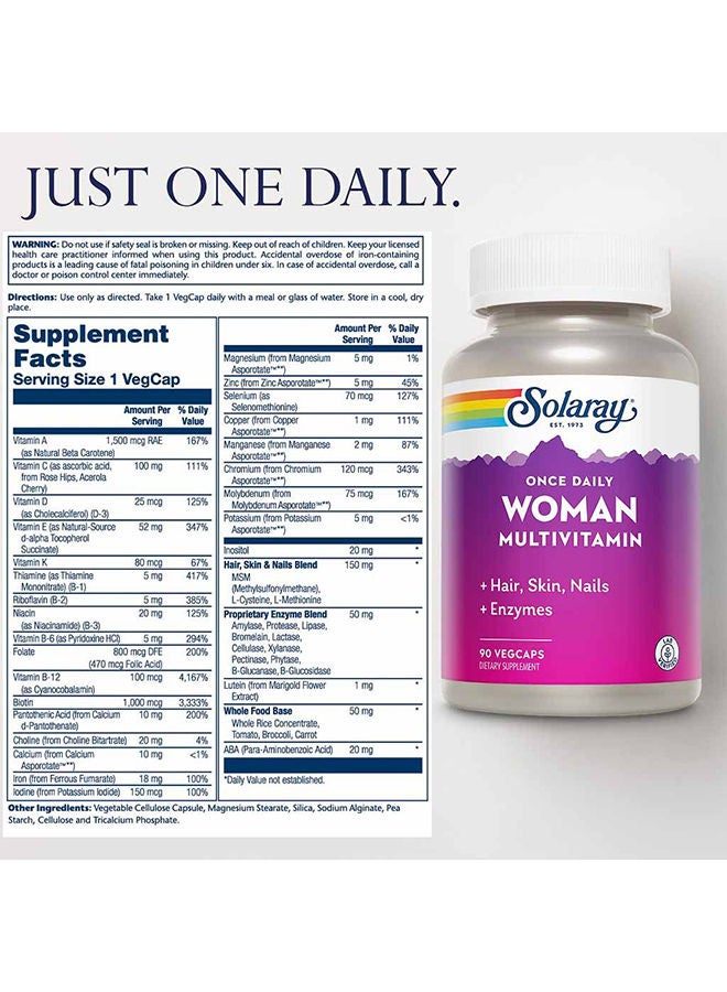 Solaray Once Daily Woman Multivitamins V-Cap 90's  - Image 4