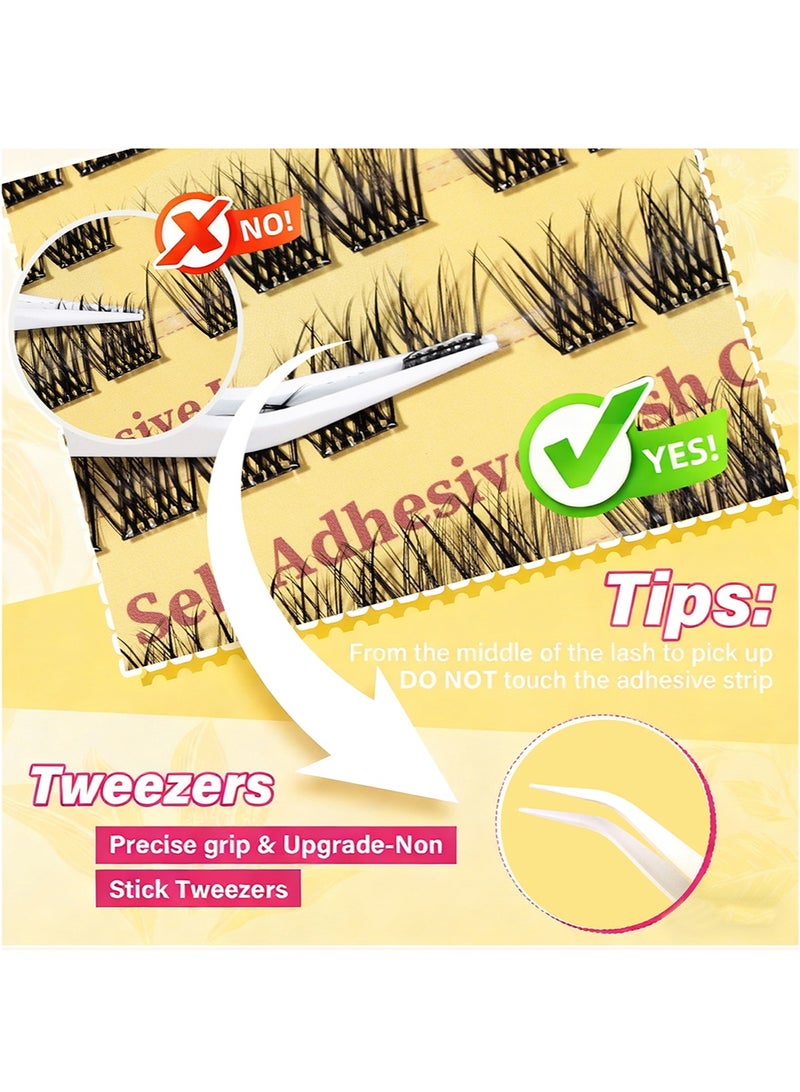 جوسكوين 100 قطعة رموش لاصقة ذاتية المظهر الطبيعي، محضرة مسبقًا، لا تحتاج إلى صمغ. رموش صناعية قابلة لإعادة الاستخدام، خفيفة وهشة, مع ملقط وشرائط لاصقة بديلة، 10-16 ملم. - Image 5