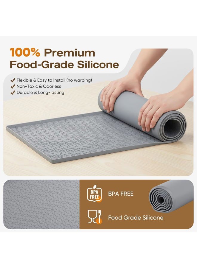 TRZZ Under Sink Mat 34" x 19", Under Kitchen Sink Mat Waterproof, Silicone Under Sink Mat for Shelf Liner Organizer, Cabinet Sink Protector Drip Tray for Bottom Kitchen, Bathroom (Light Grey) - Image 4