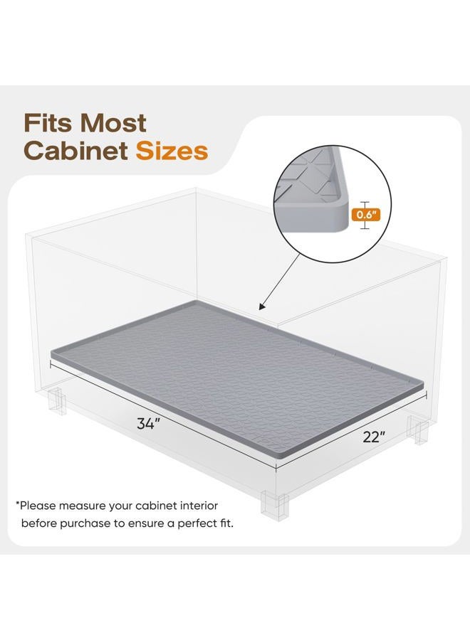 TRZZ Under Sink Mat 34" x 19", Under Kitchen Sink Mat Waterproof, Silicone Under Sink Mat for Shelf Liner Organizer, Cabinet Sink Protector Drip Tray for Bottom Kitchen, Bathroom (Light Grey) - Image 2