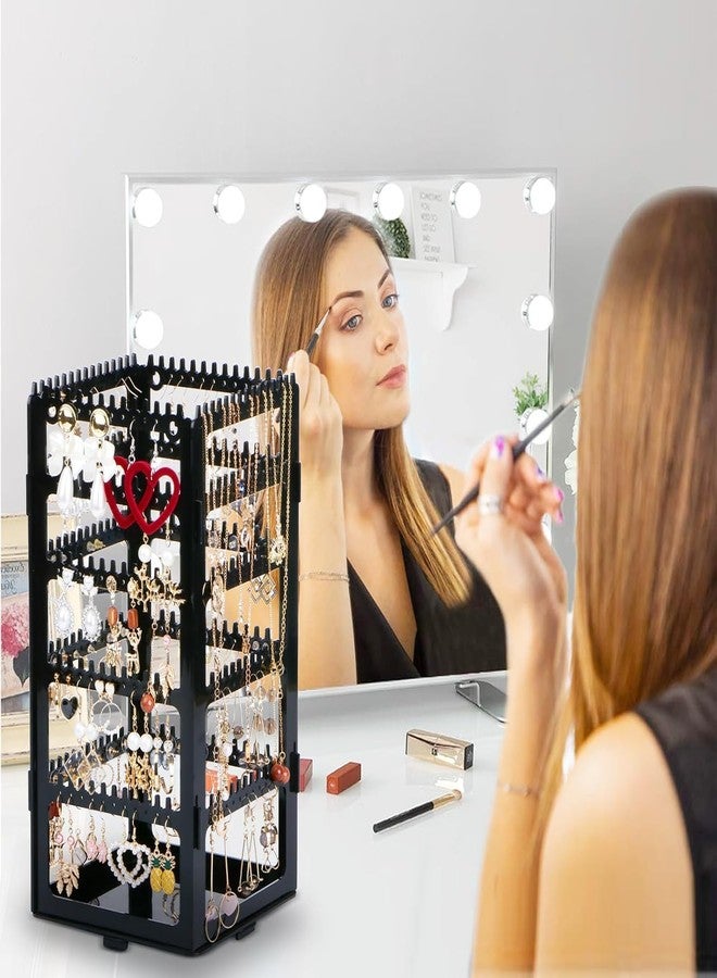 VERAT حامل أقراط دوار من فيرات، منظم عرض مجوهرات/منظم أقراط/أبراج مجوهرات/حوامل مجوهرات/صندوق منظم أقراط/سلسلة/قلائد وأساور وسلاسل (أسود) - Image 2