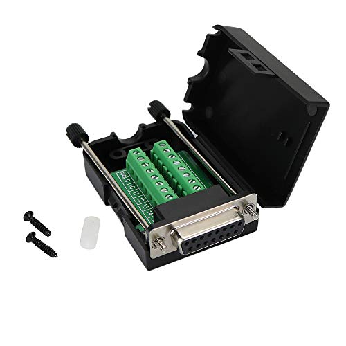 Twinkle Bay TwinkleBay D-SUB DB15 Female 15 Pin Jack Port to Terminal Breakout Board Connector, 2 Row Plug with Case - Image 1