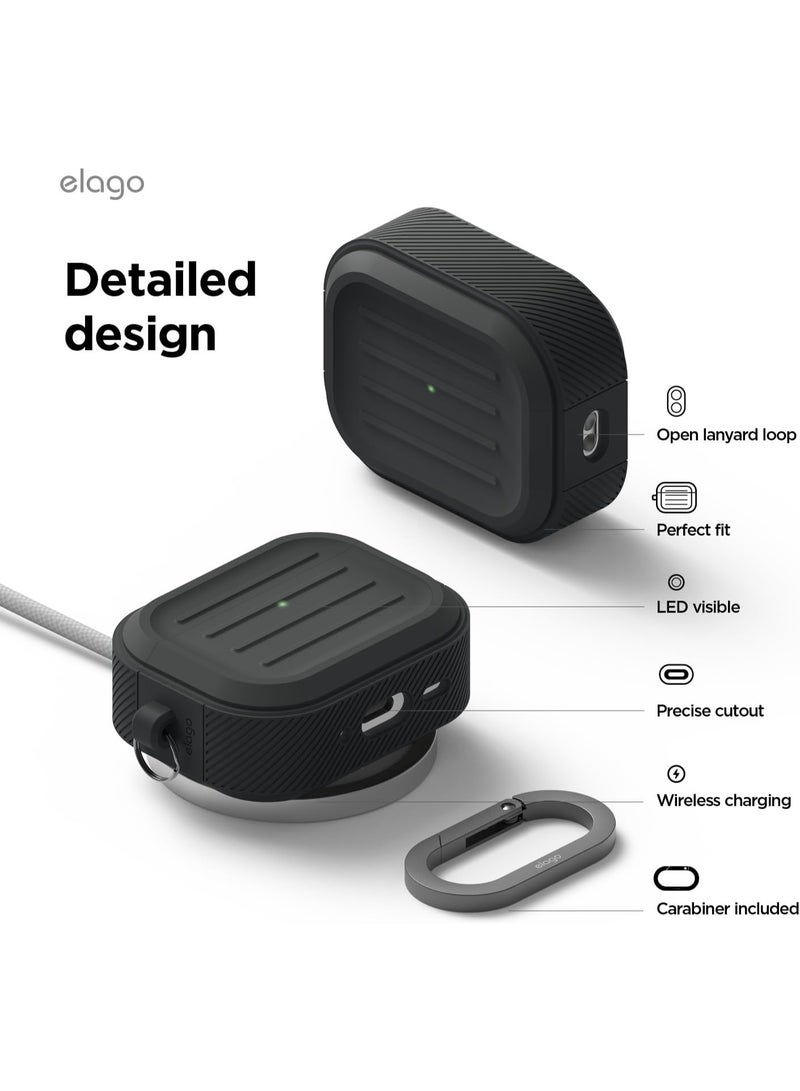 Elago Armor Hang designed for Airpods Pro 3 (2025) 3rd Generation case cover with Carabiner - Black - Image 5