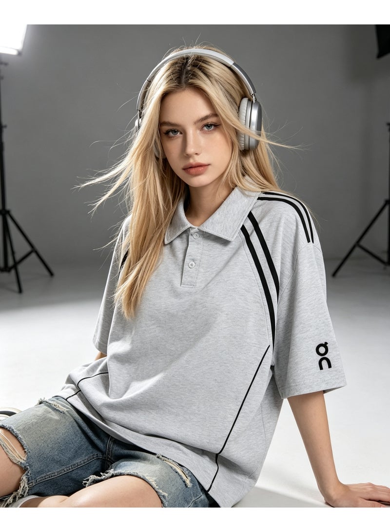اون راننج On Running Shoulder-inserted parallel bars short-sleeved Polo men's and women's summer beaded cotton sports casual tops - Image 2