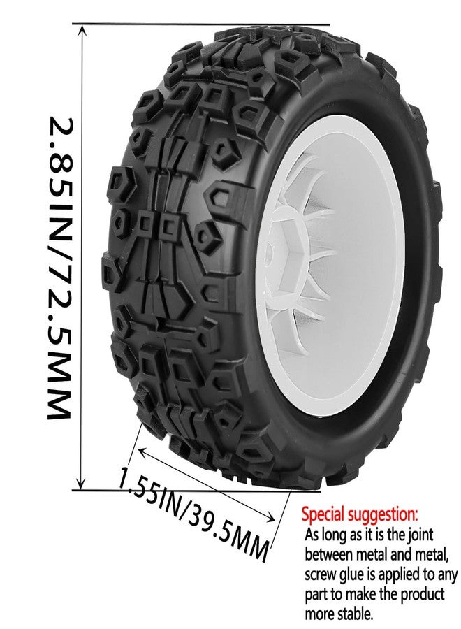 hopsupRC RC Wheels for 1/18 Granite/Typhon,1/18 All-Terrain Truck Tires w/Plastic Wheels,RC Wheels and Tires Rubber Tire RC Truck Tires(4PCS) White - Image 3