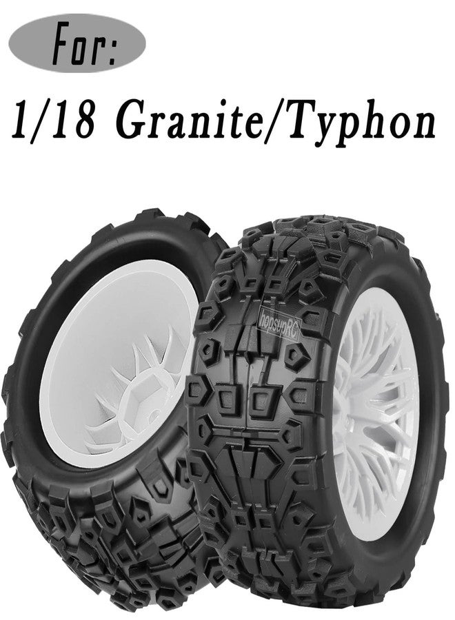 hopsupRC RC Wheels for 1/18 Granite/Typhon,1/18 All-Terrain Truck Tires w/Plastic Wheels,RC Wheels and Tires Rubber Tire RC Truck Tires(4PCS) White - Image 2