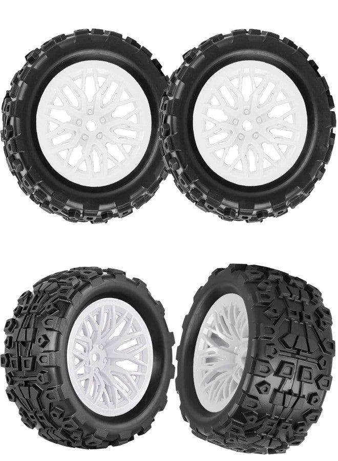hopsupRC RC Wheels for 1/18 Granite/Typhon,1/18 All-Terrain Truck Tires w/Plastic Wheels,RC Wheels and Tires Rubber Tire RC Truck Tires(4PCS) White - Image 1