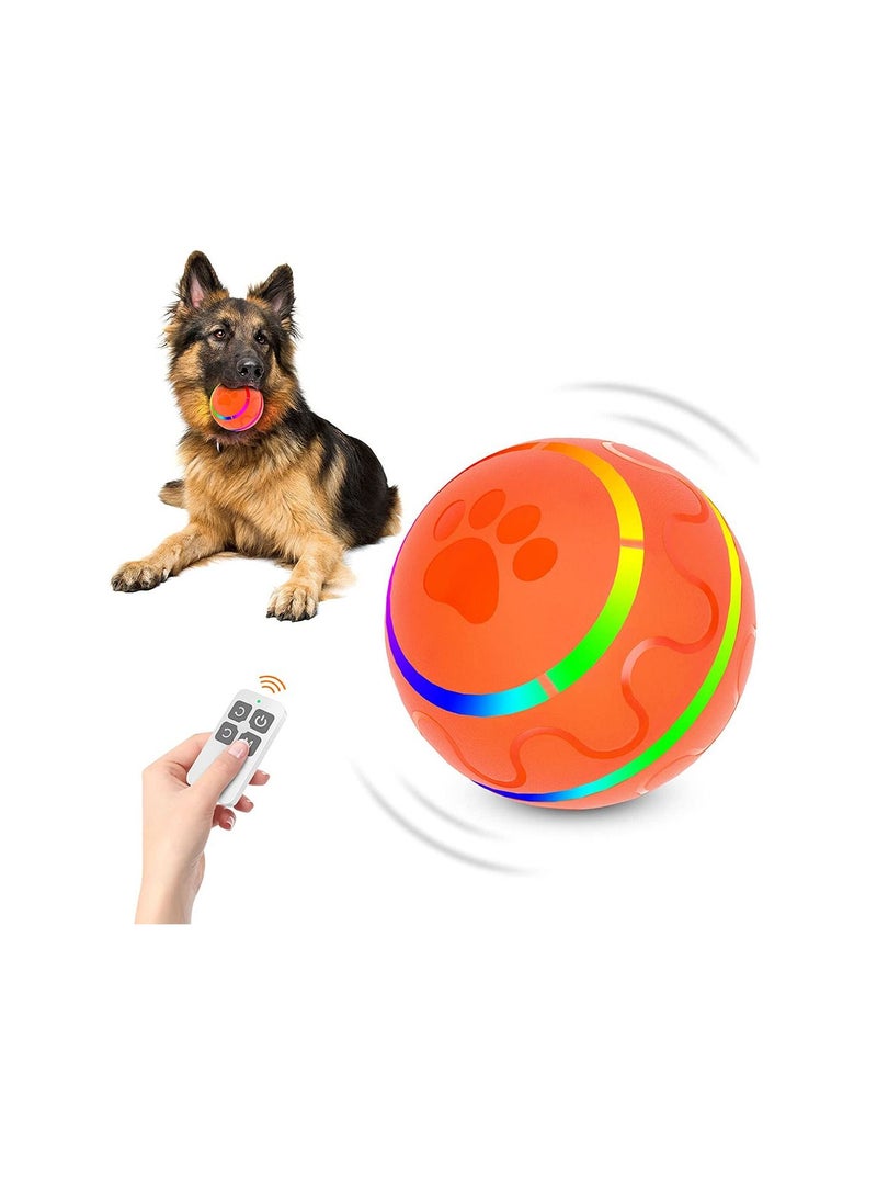 SYOSI Dog Balls Toys Remote Control Dog Balls Interactive Dog Balls Toys Active Rolling Ball for Dogs Orange Light Up Dog Ball USB Rechargeable Aggressive Chewers Toy - Image 1